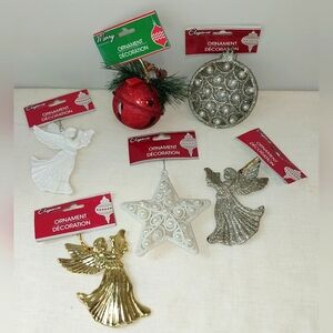 6 NWT Christmas Ornaments 3 Angels Star Bulb Bell